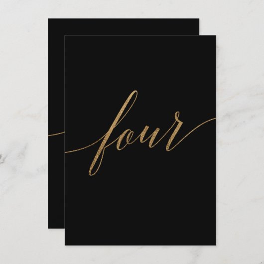 Elegant Gold en zwarte kalligrafie Tabel nummer vi Kaart (Voorkant / Achterkant)