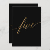 Elegant Gold en zwarte kalligrafie Tabel Nummer vi Kaart (Voorkant / Achterkant)