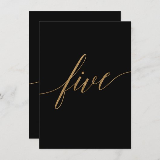 Elegant Gold en zwarte kalligrafie Tabel Nummer vi Kaart (Voorkant / Achterkant)