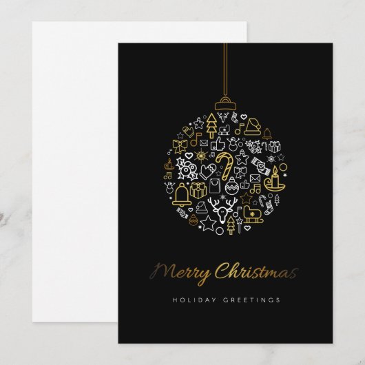 Elegant Gold en zwarte kerst Feestdagenkaart (Voorkant / Achterkant)