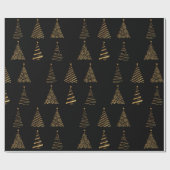 Elegant Gold en zwarte kerstbomen Cadeaupapier (Vlak)