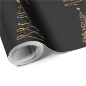 Elegant Gold en zwarte kerstbomen Cadeaupapier (Rol Hoek)