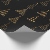 Elegant Gold en zwarte kerstbomen Cadeaupapier (Hoek)