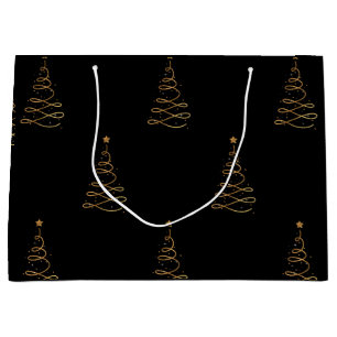 Elegant Gold en zwarte kerstbomen Groot Cadeauzakje
