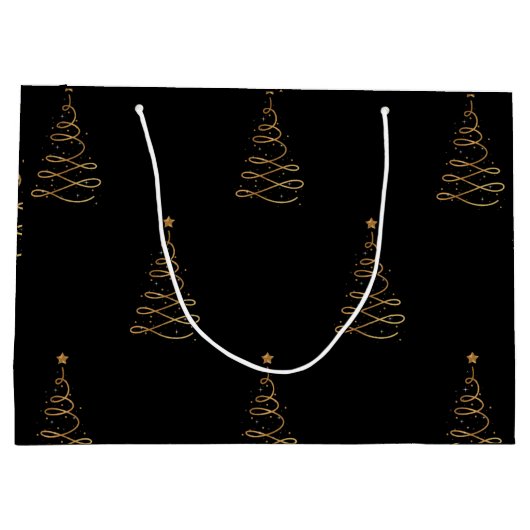 Elegant Gold en zwarte kerstbomen Groot Cadeauzakje (Achterkant)