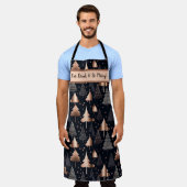 Elegant Gold en zwarte kerstbomen Schort (Gedragen)