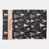 Elegant Gold en zwarte kerstbomen Theedoek (Horizontaal)