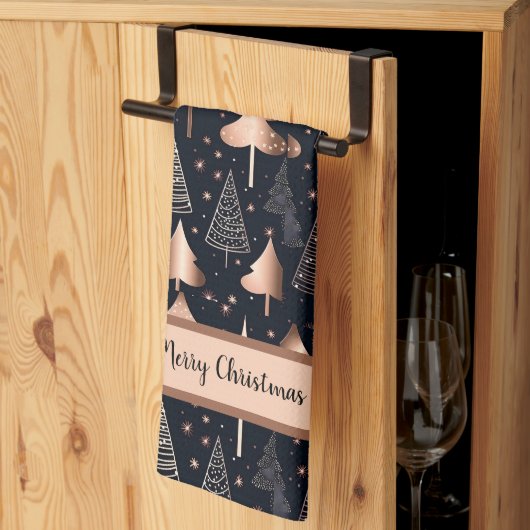 Elegant Gold en zwarte kerstbomen Theedoek (Derde Gevouwen)