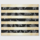 Elegant Gold- en zwarte kerstboomstructuur Cadeaupapier (Vlak)