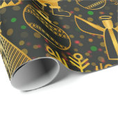 Elegant Gold- en zwarte kerstpictogrammen Cadeaupapier (Rol Hoek)