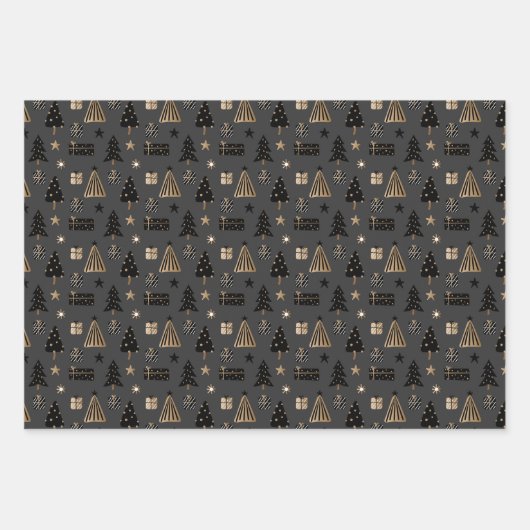 Elegant Gold en zwarte moderne kerst Inpakpapier Vel (Voorkant 2)