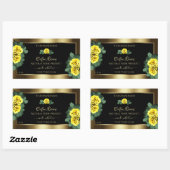 Elegant Gold- en zwarte-productlabels Gele rozen Rechthoekige Sticker (Vel)
