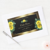 Elegant Gold- en zwarte-productlabels Gele rozen Rechthoekige Sticker (Envelop)