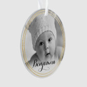 Elegant Gold en zwarte ster | Eerste Kerstmis baby Ornament (voorkant)