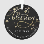 Elegant Gold en zwarte ster | Eerste Kerstmis baby Ornament (achterkant)