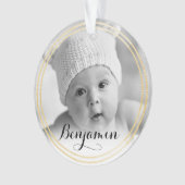 Elegant Gold en zwarte ster | Eerste Kerstmis baby Ornament (voorkant)
