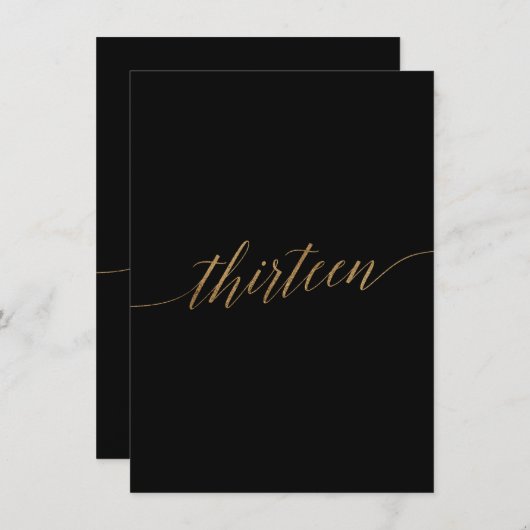 Elegant Gold- en zwarte-tafelnummer Dertien (Voorkant / Achterkant)