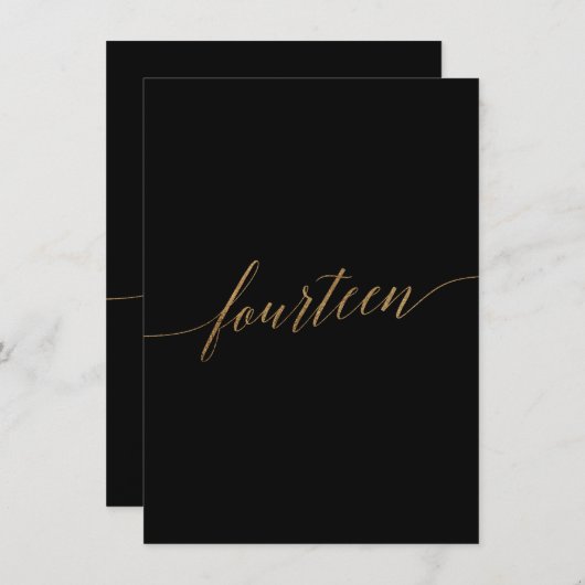 Elegant Gold- en zwarte-tafelnummer veertien (Voorkant / Achterkant)