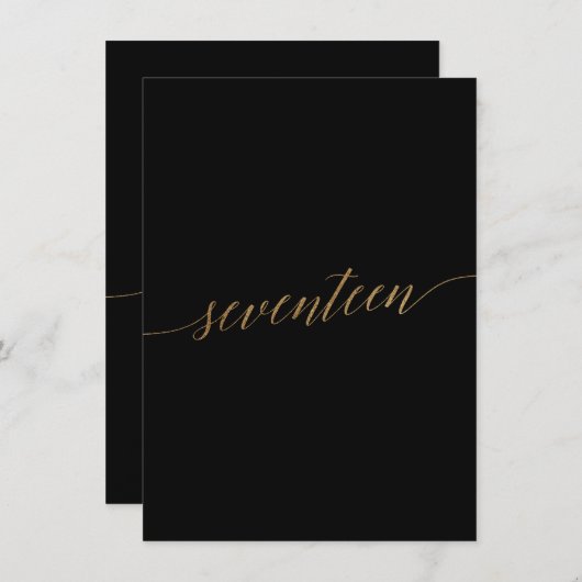 Elegant Gold- en zwarte-tafelnummer zeventien (Voorkant / Achterkant)