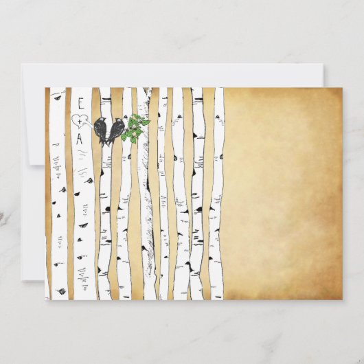 Elegant Gold Enchanted Forest Birch Tree Wedding Kaart (Achterkant)