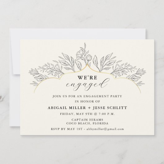 Elegant Gold Engagement Party Kaart (Voorkant)