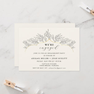 Elegant Gold Engagement Party Kaart