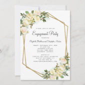 Elegant Gold Engagement Party Wedding Floral White Kaart (Voorkant)