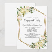 Elegant Gold Engagement Party Wedding Floral White Kaart (Voorkant / Achterkant)