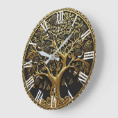 Elegant Gold Engraved Tree  Grote Klok (Hoek)