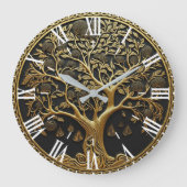 Elegant Gold Engraved Tree  Grote Klok (Voorkant)