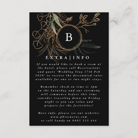 Elegant Gold Eucalyptus Black - Gegevens INFO Informatiekaartje (Voorkant)