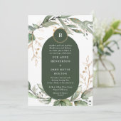 Elegant Gold Eucalyptus Boho Emerald Green Circles Kaart (Staand voorkant)