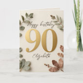 Elegant Gold Eucalyptus Botanical 90th Birthday Kaart (Voorkant)