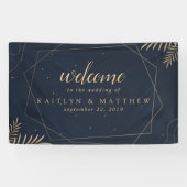 Elegant Gold Eucalyptus Geometric Wedding Party Spandoek (Horizontaal)