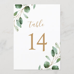 Elegant Gold Eucalyptus Greenery 5x7 tabelnummers