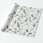 Elegant Gold Eucalyptus Greenery Leaves Cadeaupapier (Uitgerold)