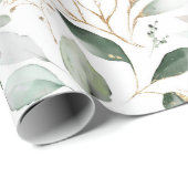 Elegant Gold Eucalyptus Greenery Leaves Cadeaupapier (Rol Hoek)