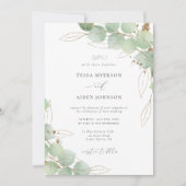 Elegant Gold Eucalyptus Greenery Wedding Kaart (Voorkant)