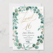 Elegant Gold eucalyptus leaf fotoscript, zoet 16 Kaart (Voorkant)