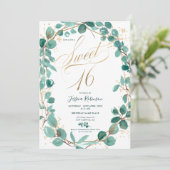 Elegant Gold eucalyptus leaf fotoscript, zoet 16 Kaart (Staand voorkant)