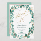 Elegant Gold eucalyptus leaf fotoscript, zoet 16 Kaart (Voorkant / Achterkant)