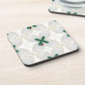 Elegant Gold Eucalyptus MerryMist Holiday Cork Coa Bier Onderzetter (Linkerzijde)