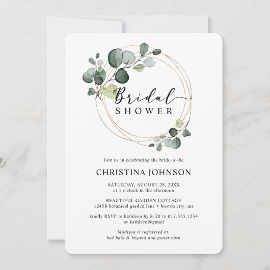 Elegant Gold Eucalyptus Vrijgezellenfeest Kaart (Voorkant)