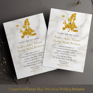 Elegant Gold Europe Map Destination Wedding Kaart