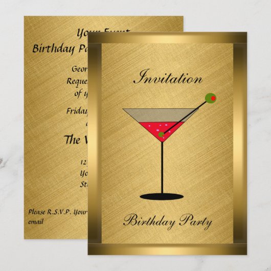 Elegant Gold Event Invitation Kaart (Voorkant / Achterkant)