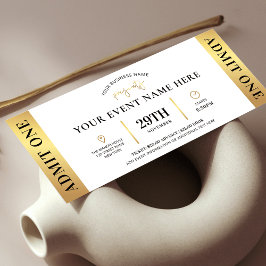 Elegant Gold Event Ticket Business Logo Geef er ee Kaart