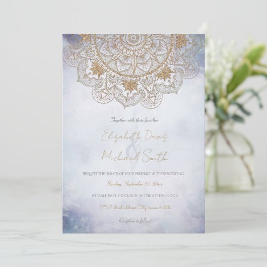 Elegant Gold Eye Sun Moon Mandala Design Kaart (Staand voorkant)