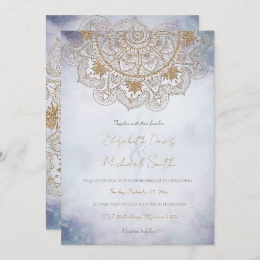 Elegant Gold Eye Sun Moon Mandala Design Kaart (Voorkant / Achterkant)