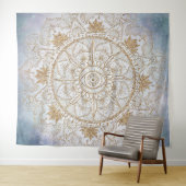 Elegant Gold Eye Sun Moon Mandala Design Wandkleed (In Situ (horizontaal))