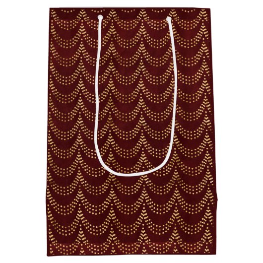 Elegant Gold Fairy Licht Rustige Kerstmis Medium Cadeauzakje (Achterkant)